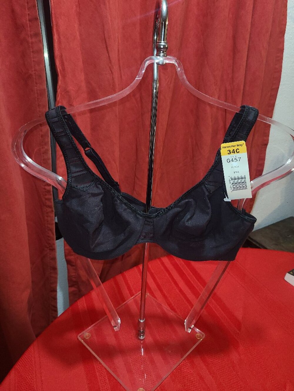 NWT Vintage Underwire HANES HER WAY Sport Bra Black 34C Style G457 Unlined UW